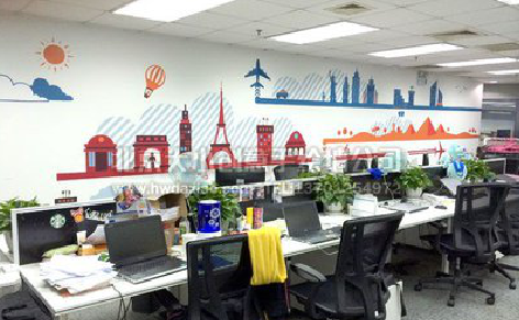 松滋教你设计办公室墙绘的方法。